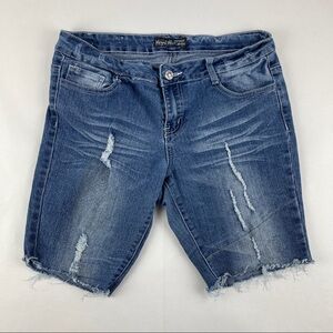 Royal Blue Jean Shorts Womens Juniors 13 Blue Denim Distressed Cut Off